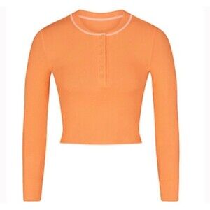 Skims NWT Cotton Rib Henley in APRICOT
